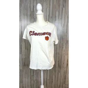 PressBox Women's Size Small Clemson Tigers White T-Shirt Casual Summer Top‎